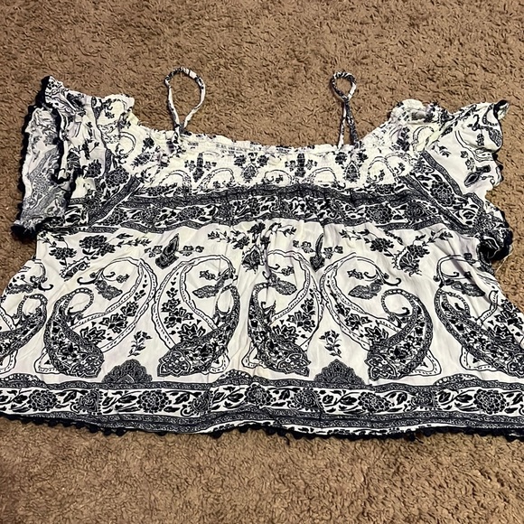 Charlotte Russe Tops - Gooey white and navy blue tees